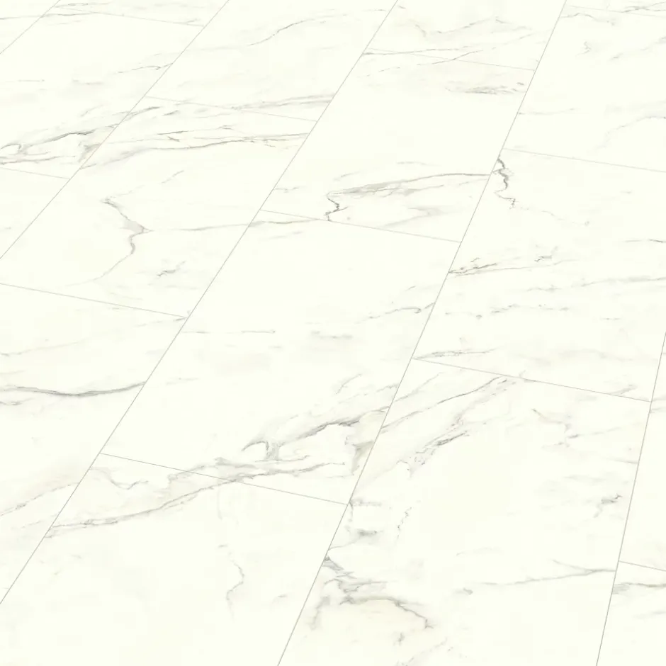 Sol stratifié clipsable Elegance aspect marbre blanc 8 mm compatible pièces humides-GoodHome Discount