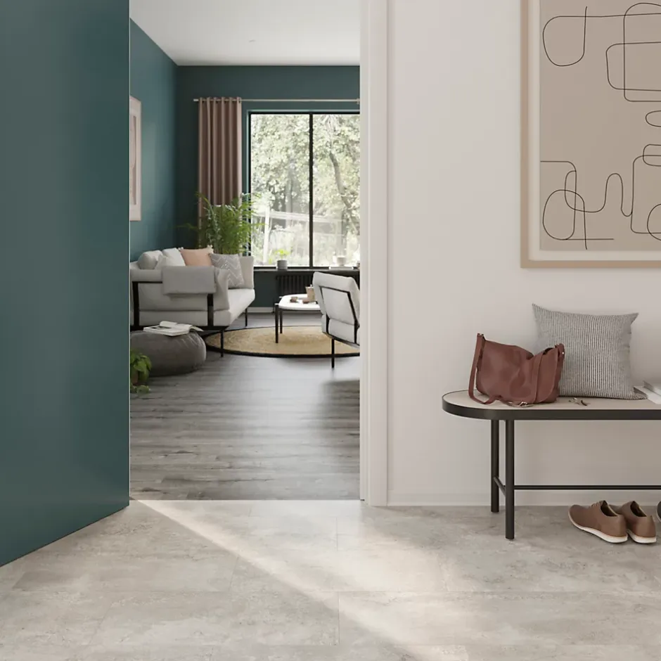 Sol stratifié clipsable Elstree aspect pierre naturelle 8 mm compatible pièces humides-GoodHome Discount