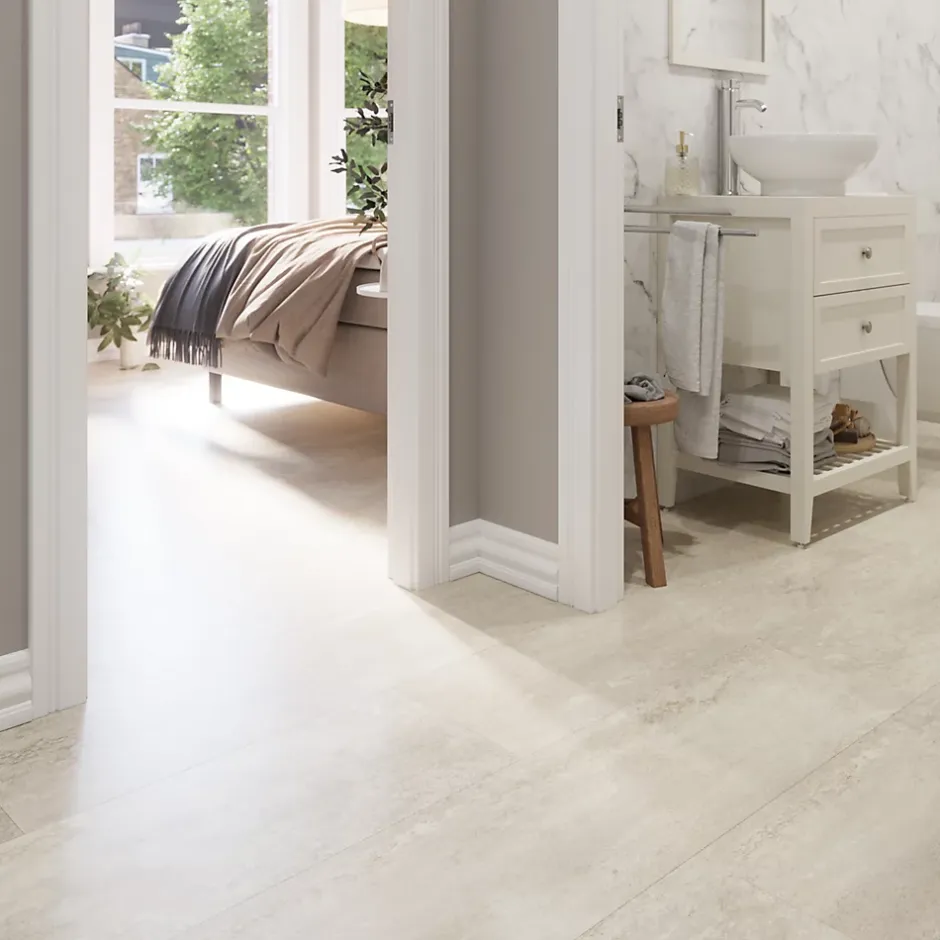 Sol stratifié clipsable Elstree aspect pierre naturelle 8 mm compatible pièces humides-GoodHome Discount