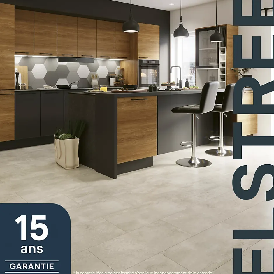 Sol stratifié clipsable Elstree aspect pierre naturelle 8 mm compatible pièces humides-GoodHome Discount