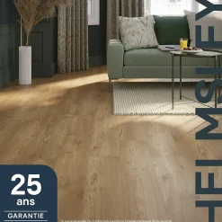 GoodHome Sol stratifié clipsable Helmsley chêne blond 12 mm