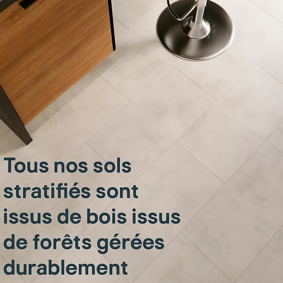 Sol stratifié clipsable Konkrete aspect béton gris 8 mm compatible pièces humides-GoodHome Best
