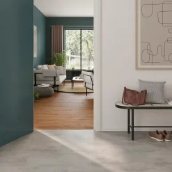 Sol stratifié clipsable Konkrete aspect béton gris 8 mm compatible pièces humides-GoodHome Best