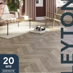 GoodHome Sol stratifié clipsable Leyton chêne gris 10 mm