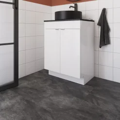 GoodHome Sol stratifié clipsable Slate aspect pierre anthracite 8 mm compatible pièces humides