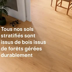 GoodHome Sol stratifié clipsable Visby chêne blond 8mm compatible pièces humides