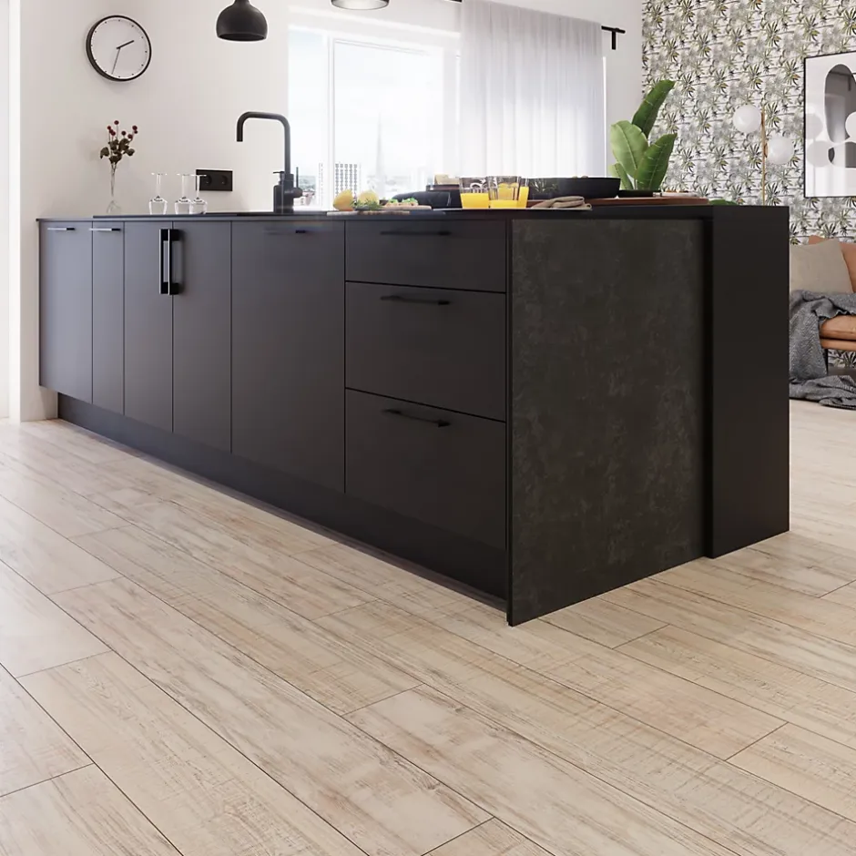 Sol stratifié clipsable Yate chêne blanc 8 mm compatible pièces humides-GoodHome