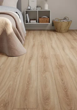 GoodHome Sol stratifié Colloway , passage élevé AC4, effet chêne, L.138,3 cm x l.19,3 cm x ép.8 mm