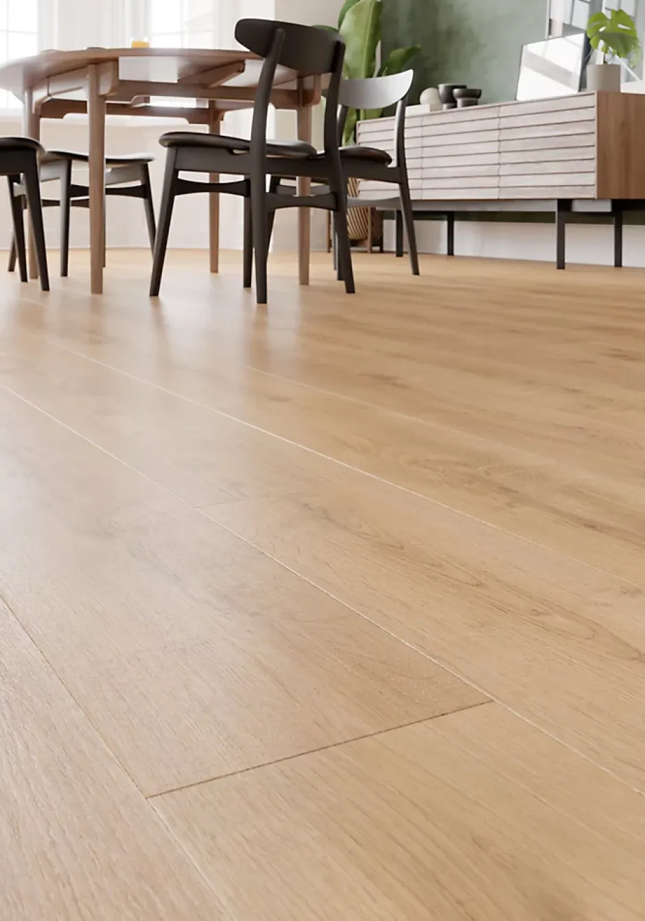 Sol stratifié Collville , passage intense AC5, effet chêne brun, L.129 cm x l.19,3 cm x ép.8 mm, résistant à l'eau-GoodHome New