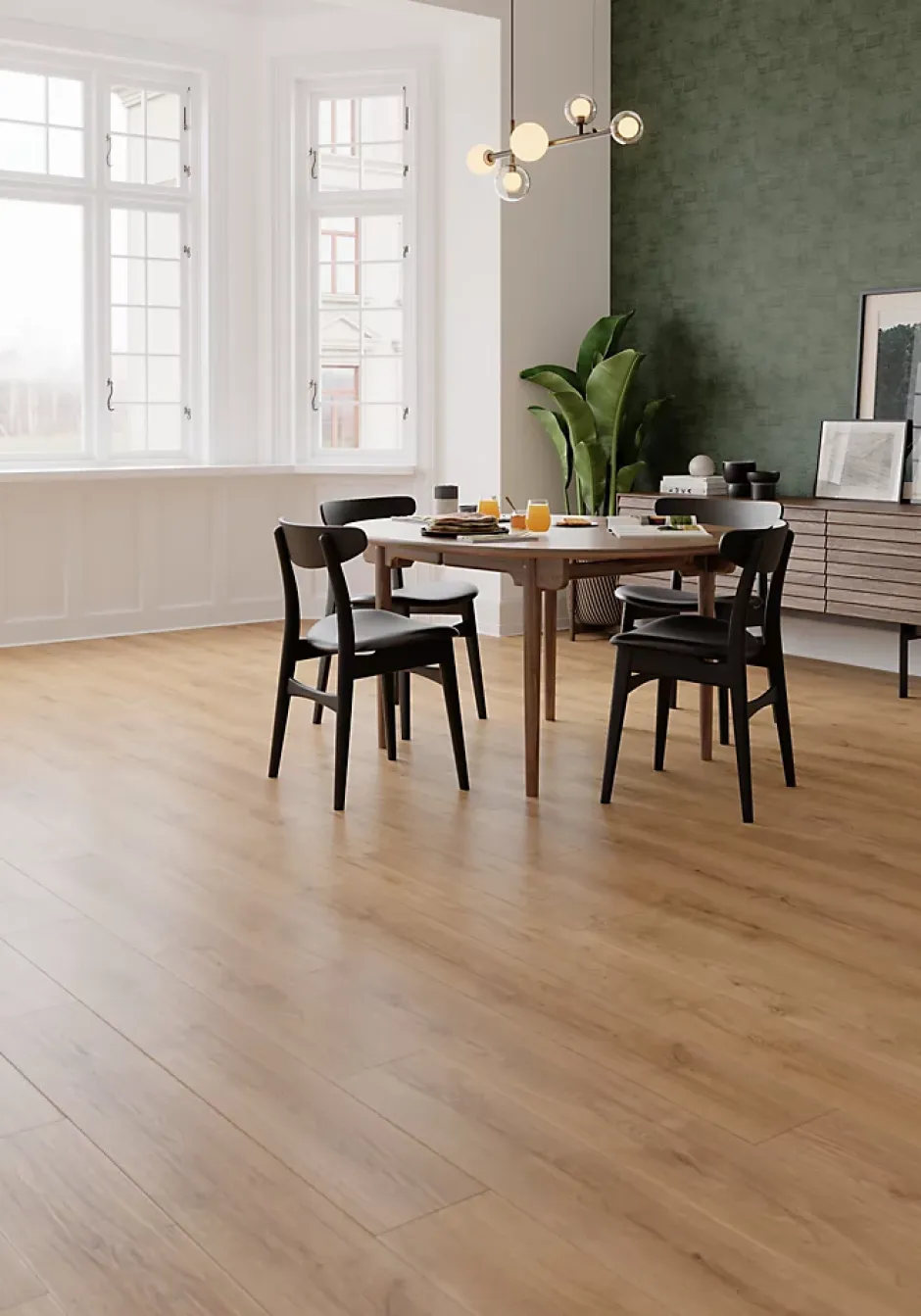 Sol stratifié Collville , passage intense AC5, effet chêne brun, L.129 cm x l.19,3 cm x ép.8 mm, résistant à l'eau-GoodHome New