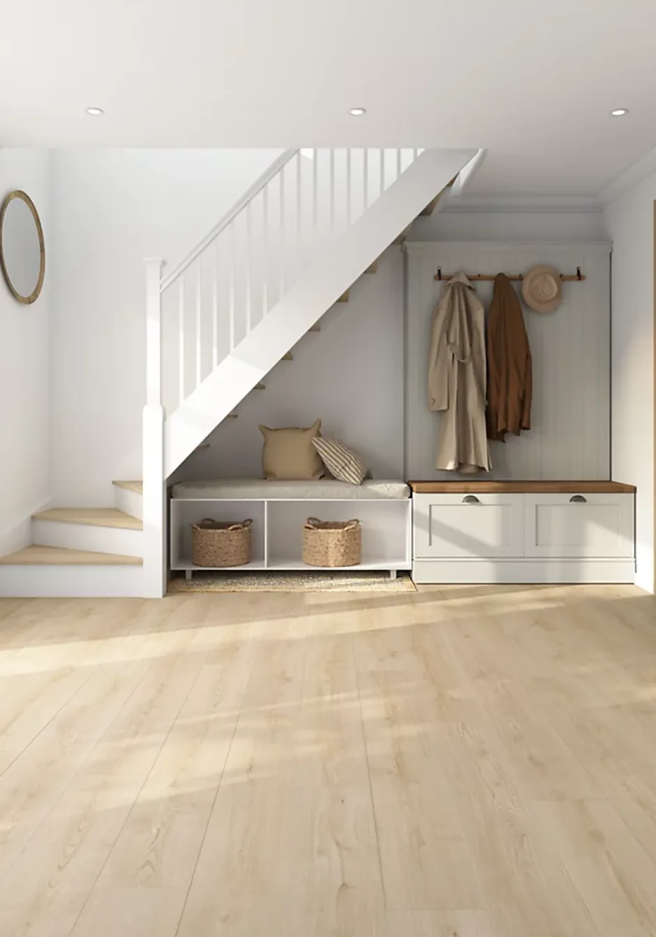 GoodHome Sol stratifié Collville , passage intense AC5, effet chêne, L.129 cm x l.19,3 cm x ép.8 mm, résistant à l'eau