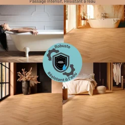 Sol stratifié Dorado bâton rompu , passage intense AC5, effet chêne blond, L.64,4 cm x l.14,3 cm x ép.8 mm, résistant à l'eau-Homflor New