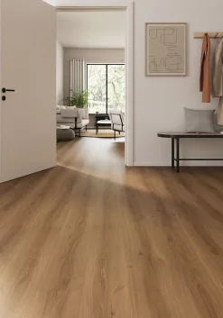 Sol stratifié Dovercourt , passage intense AC5, effet chêne miel, L.129,2 cm x l.19,3 cm x ép.8 mm-GoodHome