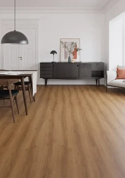 Sol stratifié Dovercourt , passage intense AC5, effet chêne miel, L.129,2 cm x l.19,3 cm x ép.8 mm-GoodHome