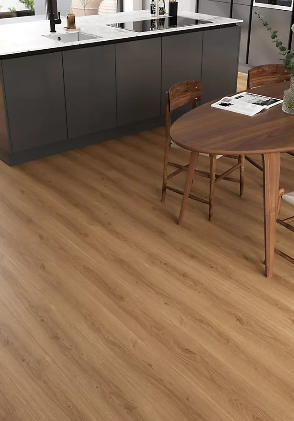 Sol stratifié Dovercourt , passage intense AC5, effet chêne miel, L.129,2 cm x l.19,3 cm x ép.8 mm-GoodHome