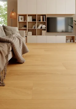 Sol stratifié Dronfield , passage élevé AC4, effet chêne clair, L.128,5 cm x l.28 cm x ép.8 mm-GoodHome Discount