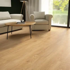 Sol stratifié effet bois brut passage intense AC4, L.128,8 x l.19,5 cm x ép.7 mm, Kirton, resistant à l'eau-Kronospan