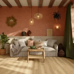 Sol stratifié effet chêne blond passage élevé AC4 L.138,3 x l.19,3 cm x ép.8 mm, Towcester-GoodHome Online