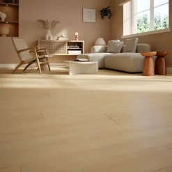 Sol stratifié effet chêne blond passage intense AC5 L.129,2 x l.19,3 cm x ép.8 mm, Bryce-GoodHome Discount