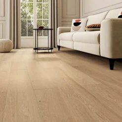 Sol stratifié effet chêne blond passage intense AC5 L.129,2 x l.19,3 cm x ép.8 mm, Bryce-GoodHome Discount