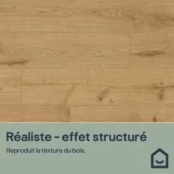 GoodHome Sol stratifié Fleetwood , passage élevé AC4, effet chêne miel, L.138,3 cm x l.19,3 cm x ép.8 mm