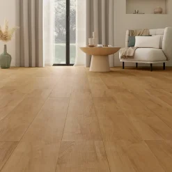 Sol stratifié Gladstone , passage élevé AC4, effet chêne blond, L.128,6 cm x l.19,4 cm x ép.8 mm-GoodHome Online