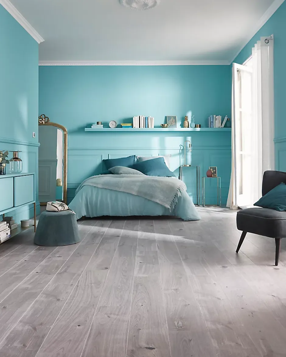 GoodHome Sol stratifié Gladstone , passage élevé AC4, effet chêne grisé, L.128,6 cm x l.19,4 cm x ép.8 mm