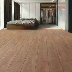 Sol stratifié Hicory carya , passage extrême AC6, effet bois Hickory brun, L.128,6 cm x l.21,4 cm x ép.10 mm, résistant à l'eau-Homflor Clearance