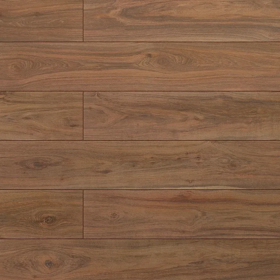 Sol stratifié Hicory carya , passage extrême AC6, effet bois Hickory brun, L.128,6 cm x l.21,4 cm x ép.10 mm, résistant à l'eau-Homflor Clearance