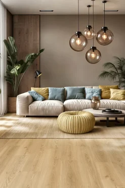 GoodHome Sol stratifié Kingston 2 , passage intense AC5, effet chêne, L.125,7 cm x l.19,2 cm x ép.10 mm, résistant à l'eau