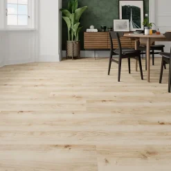 GoodHome Sol stratifié Ledbury nat , passage intense AC5, effet chêne, L.128,5 cm x l.28 cm x ép.8 mm