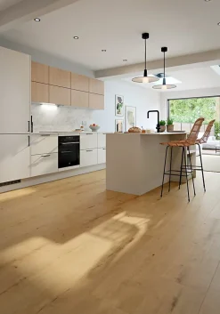 GoodHome Sol stratifié Lucknow , passage intense AC5, effet chêne, L.128,5 cm x l.28 cm x ép.8 mm, résistant à l'eau