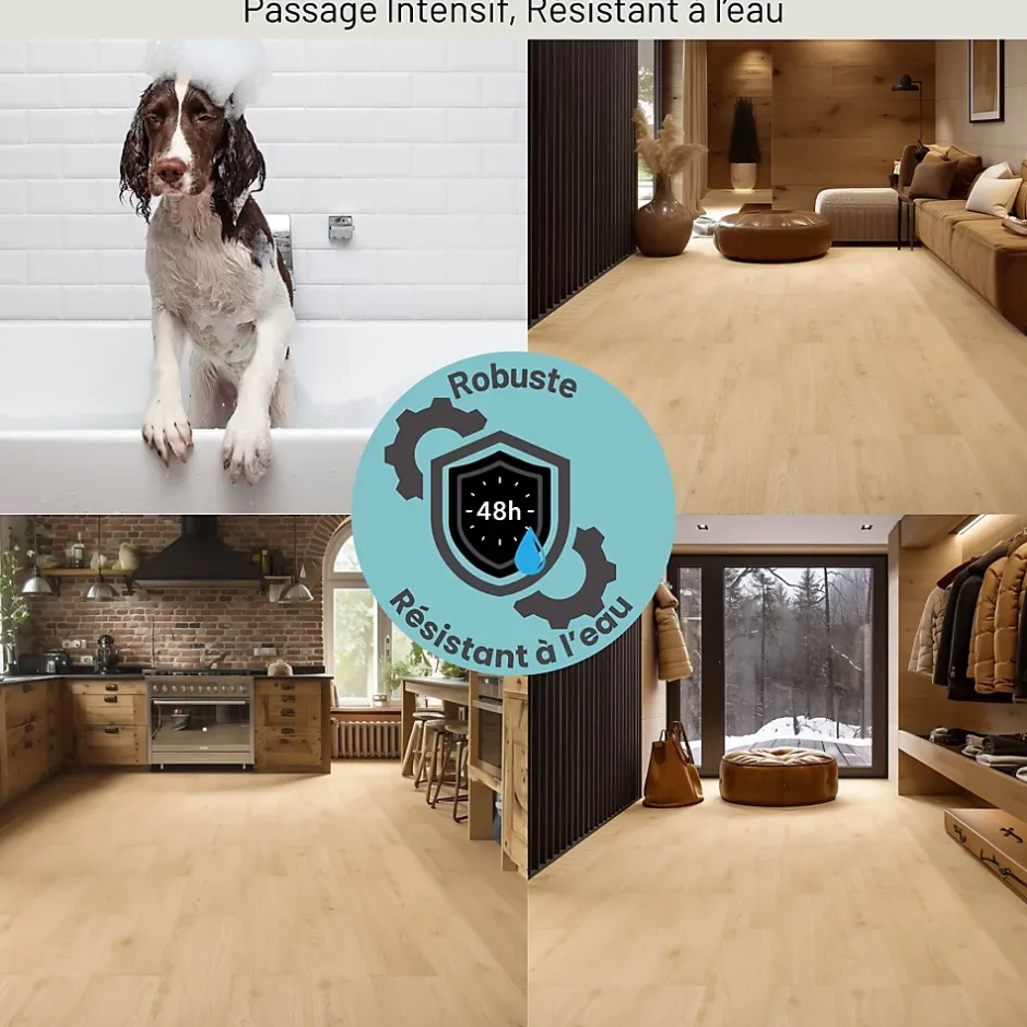 Sol stratifié Meknes , passage extrême AC6, effet chêne, L.128,6 cm x l.21,4 cm x ép.10 mm, résistant à l'eau-Homflor Best