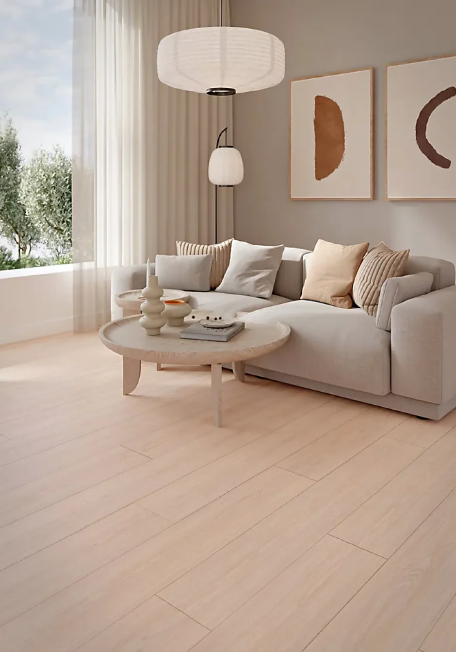 GoodHome Sol stratifié passage intense AC5, effet bois brut, L.129,2 cm x l.19,3 cm x ép.8 mm Bryce