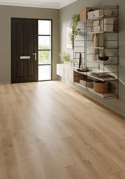 Sol stratifié Randolph , passage intense AC5, effet chêne blond, L.129,2 cm x l.19,3 cm x ép.8 mm, résistant à l'eau-GoodHome Online