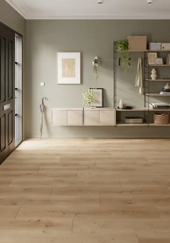 Sol stratifié Randolph , passage intense AC5, effet chêne blond, L.129,2 cm x l.19,3 cm x ép.8 mm-GoodHome Sale