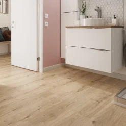 Sol stratifié Rowley , passage élevé AC4, effet chêne, L.129,2 cm x l.19,3 cm x ép.8 mm, résistant à l'eau-GoodHome Discount