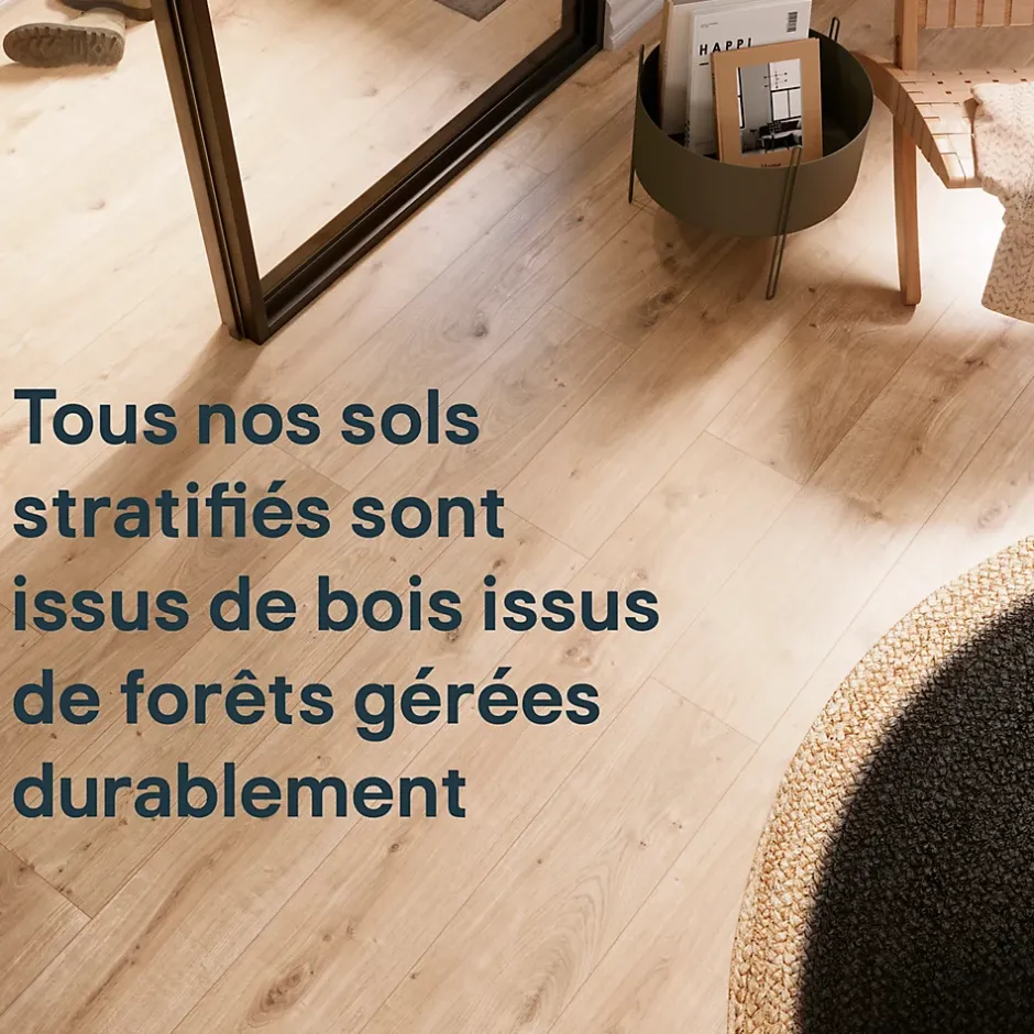 Sol stratifié Rowley , passage élevé AC4, effet chêne, L.129,2 cm x l.19,3 cm x ép.8 mm, résistant à l'eau-GoodHome Discount