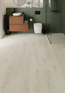 GoodHome Sol stratifié Rowley , passage élevé AC4, effet chêne blanchi, L.129,2 cm x l.19,3 cm x ép.8 mm, résistant à l'eau