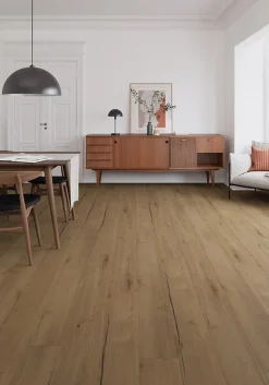 GoodHome Sol stratifié Shawford , passage intense AC5, effet chêne, L.129,2 cm x l.19,3 cm x ép.8 mm