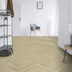 Décoweb Sol vinyle - imitation chêne clair à chevrons - Rouleau de 4m x 5m