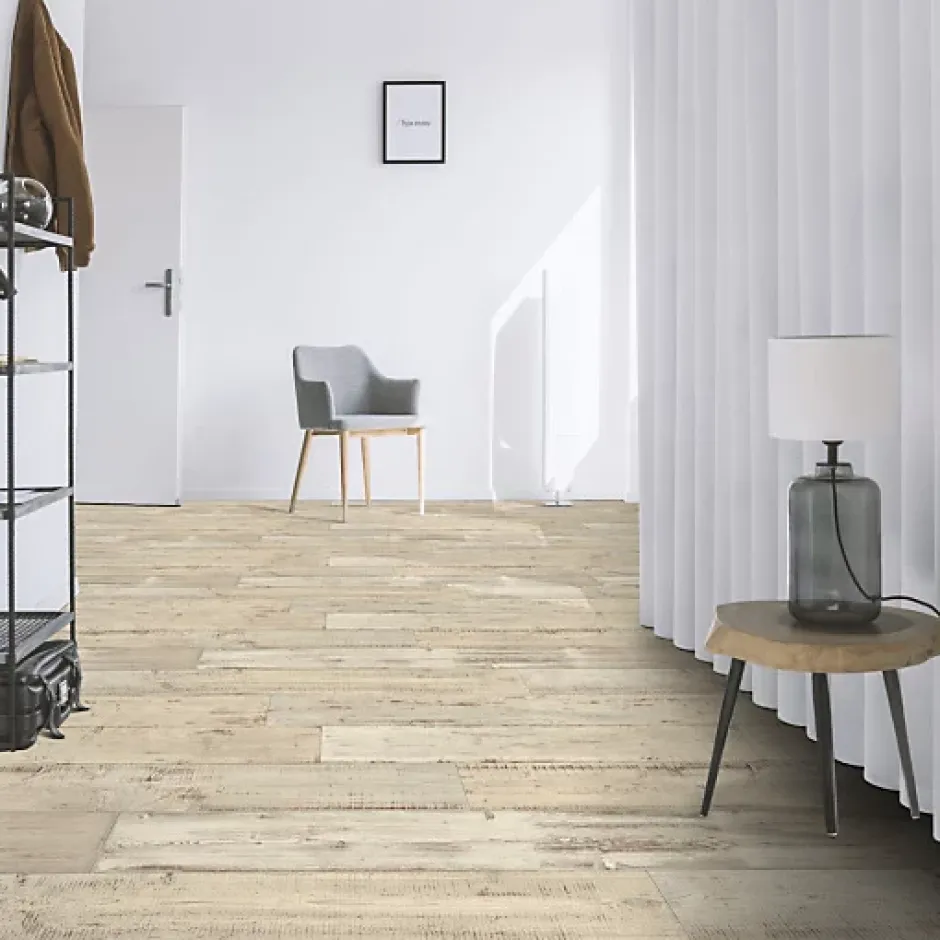 Sol Vinyle - Imitation parquet bois peint vieilli - Rouleau de 4m x 4m-Décoweb Online