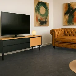 Décoweb Sol vinyle Aspect béton vieilli noir minéral - Rouleau de 2m x 3m