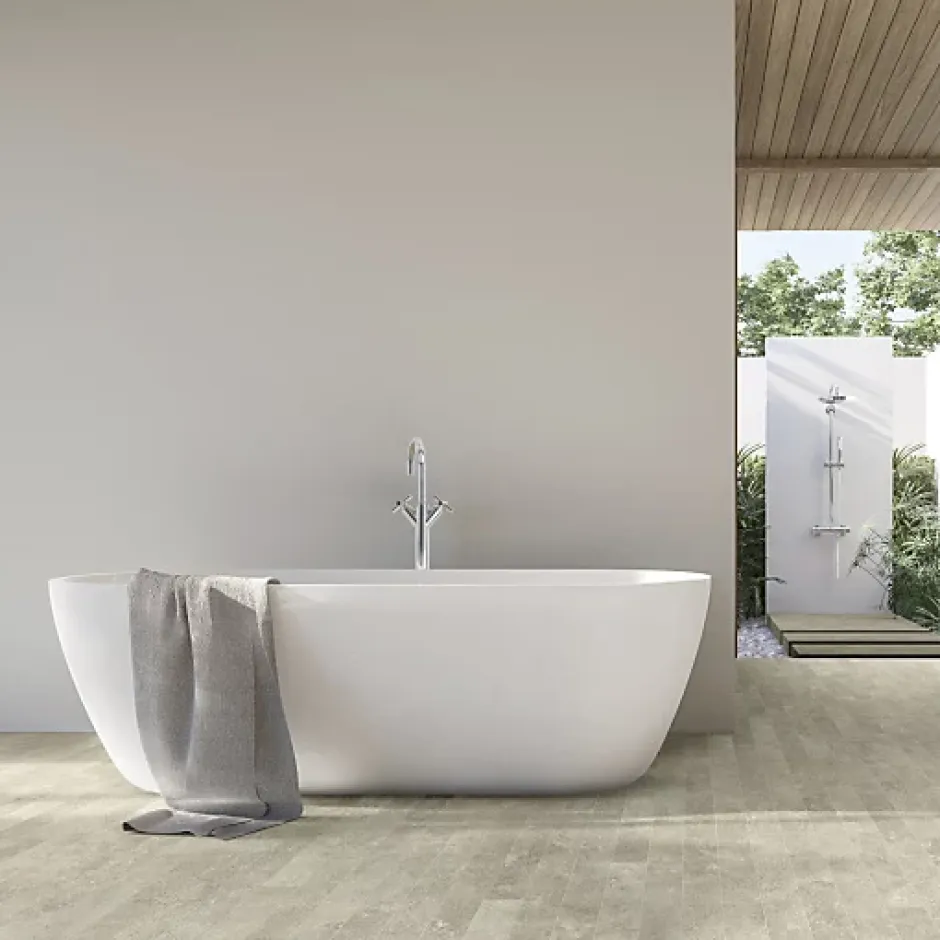 Décoweb Sol vinyle aspect Travertin contemporain Naturel - Rouleau de 2m x 2m