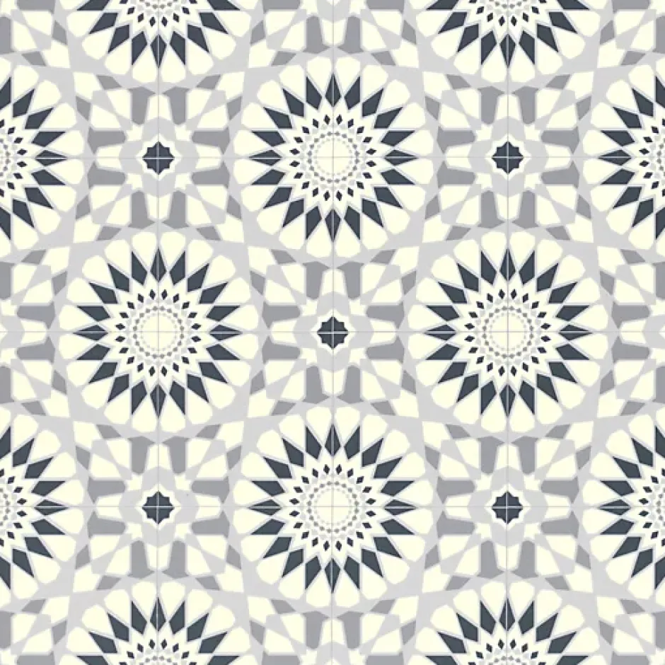 Sol Vinyle Carreaux de ciment mosaïque bleu - Rouleau de 2m x 2m-Décoweb Sale