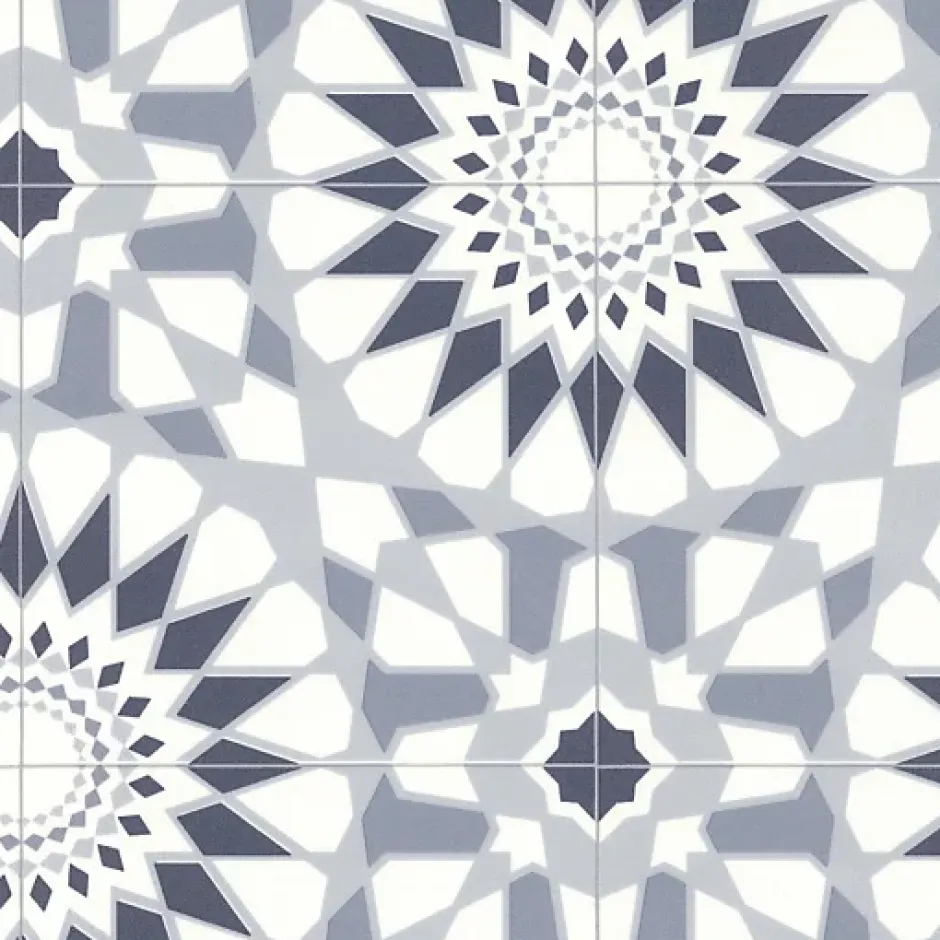 Décoweb Sol Vinyle Carreaux de ciment mosaïque bleu - Echantillon 15 x 20 cm