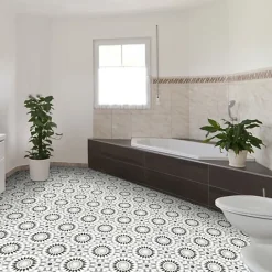 Décoweb Sol Vinyle Carreaux de ciment mosaïque noir - Rouleau de 3m x 2m