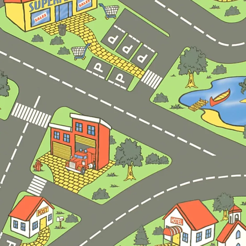 Sol Vinyle Circuit voiture pour enfants City - Rouleau de 2m x 2m-Décoweb Hot