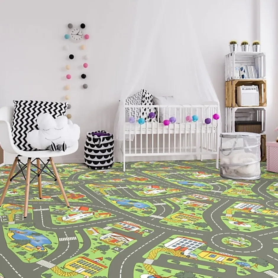 Sol Vinyle Circuit voiture pour enfants City - Rouleau de 2m x 2m-Décoweb Hot