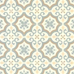 Décoweb Sol Vinyle effet carreaux de ciment Bleu et ocre - Rouleau de 4m x 2m